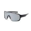 Occhiali da sole oversize shield con lenti specchiate argento e montura nera per il ciclismo - Montatura Nera Specchio Argento