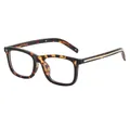 Lunettes à monture carrée rétro en écaille avec verres clairs et accents métalliques dorés - Monture à Motifs