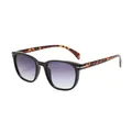 Klassische polygonale Sonnenbrille mit schwarzem Rahmen, Schildpatt-Bügeln und lila Verlauf. - Schwarzer Schildpattrahmen Verlaufs-Lila-Gläser