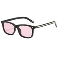 Lunettes de soleil rétro carrées avec verres roses et monture noire - Monture Noire Verre Rose