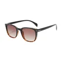 Classic stylish two-tone square sunglasses with brown gradient lenses for UV protection - Black Frame Gradient Tea Lens