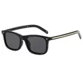 Gafas de sol retro de montura cuadrada grande en negro con detalles dorados en patillas. - Montura Negra Lentes Gris Negro
