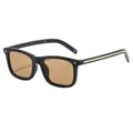 Gafas de sol retro con montura cuadrada clásica con lentes ámbar y detalles dorados - Marco Negro Lente Té