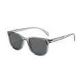 Retro square sunglasses with grey transparent frame and dark lenses, SKU selection view - Grey Frame / Black Grey Lens