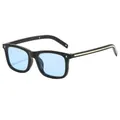 Gafas de sol retro con montura negra y lentes azul claro para un look de moda elegante. - Montura Negra Lentes Azules