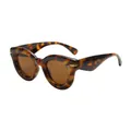 Trendy retro round bubble thick frame sunglasses with tortoise shell pattern for women - Tortoise Frame Tea Lens