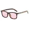 Lunettes de soleil vintage carrées à monture écailles et verres roses pour la mode - Monture Écaille de Tortue Lentille Rose
