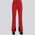 Pantaloni da sci rossi slim da donna con alta elasticità e tessuto impermeabile antivento - Rosso e Nero