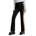 Pantalon de ski imperméable slim pour femme noir avec une bande latérale beige chic - XS / Bas / Noir/Kaki