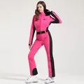 Combinaison de ski une pièce pour femme rose et noir, coupe ajustée pro - XS / Ensemble (Style 2314) / Rose rouge