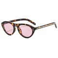 Lunettes de soleil œil-de-chat ovales vintage avec monture écaille et verres roses - Monture Écaille de Tortue Lentille Rose