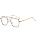 Lunettes vintage carrées à double pont avec monture dorée et verres transparents - Monture Transparente