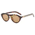 Élégantes lunettes de soleil rétro œil-de-chat ovales avec monture en écaille de tortue - Monture Tortue Verres Thé