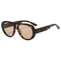 Trendy tortoise shell oversized pilot sunglasses with brown tinted lenses for women - Tortoise Frame Light Tea Lens