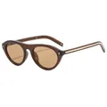 Lunettes de soleil œil de chat rétro marron translucide avec verres ovales tendance - Monture Thé Lentille Thé