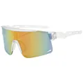 Occhiali da sole sportivi semi-rimless con lenti a specchio per ciclismo all'aperto - Montatura Trasparente Specchio Rosso