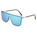 Occhiali da sole oversize senza montura con lenti blu specchiate e aste in metallo - Montatura Argento Lenti Specchiate Blu