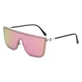 Occhiali da sole oversize senza montatura alla moda con lenti a specchio rosa protettive - Montatura Argento Lenti Specchiate Rosa