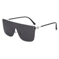 Occhiali da sole oversize senza montatura con lenti grigie per protezione solare. - Montatura nera con lenti grigie nere