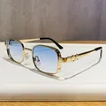 Lunettes de soleil carrées rétro avec verres dégradés bleus et monture dorée - Or Brillant Double Bleu