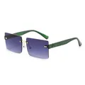 Gafas de sol cuadradas sin montura con lentes degradadas violetas y patillas verdes - Montura Verde Lente Azul