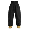 Durable high-waisted black waterproof ski pants featuring drawstring and reflective piping - XS / Bottoms / Black