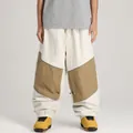 Weite, farbblockierte Snowboardhose in Off-White und Tan für Winter-Outdoor-Sportarten - XS / Unterteile / Gebrochenes Weiß
