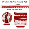 Red metallic wave foil fringe curtain banner 300x30cm for birthday and New Year decor - Red