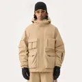 Veste de ski beige style workwear avec poches multiples, imperméable et coupe-vent. - S / Hauts / Kaki