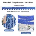 Deep blue wavy tinsel fringe curtain banner for party birthday and holiday decoration - Dark Blue