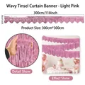 Light pink wavy tinsel garland banner for birthday party and holiday decorations - Light Pink