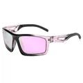 Gafas de sol deportivas con lentes de espejo rosa y montura calada de estilo moderno - Marco Púrpura Negro Espejo Púrpura