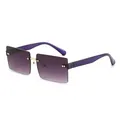 Gafas de sol cuadradas sin montura con lentes degradadas violetas y detalles metálicos. - Montura Violeta Lentes Grises