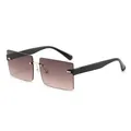 Gafas de sol rectangulares sin montura con lentes degradadas marrones de estilo casual - Montura Negra Lentes Gris Marrón