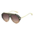 Stylish oversized aviator sunglasses with gradient lenses and gold-tone metal frame - Green Frame Green Lens