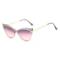 Lunettes de soleil œil-de-chat à verres dégradés et fines branches en métal. - Monture Gris Rose Verre Gris Rose