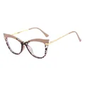 Lunettes de soleil œil de chat léopard stylées avec branches fines en métal doré pour femme - Cadre Léopard Thé