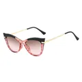 Lunettes de soleil œil de chat oversize avec branches en métal doré et verres dégradés - Monture à Grille Rouge Lentille Marron Rose