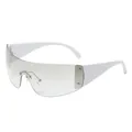 Lunettes de soleil Y2K blanches avec monture enveloppante et détails d'étoiles - Branche Blanche Verre Gris Miroir