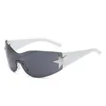 Lunettes de soleil Y2K sans monture avec branches blanches et étoile, verres gris - Branches Blanches Verres Gris