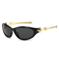 Occhiali da sole da ciclismo neri con stanghette dorate scolpite per street style - Montatura nera con lenti grigie nere
