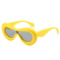 Avant-garde bright yellow bubble sunglasses featuring unique thick inflated frames and grey lenses - Yellow Frame Grey Lens