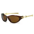 Occhiali da sole cat-eye marroni con esclusive e uniche stanghette dorate geometriche - Montatura Marrone Lente Marrone