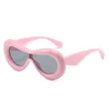 Trendy avant-garde pink thick frame sunglasses with dark lenses and candy color finish - Pink Frame Grey Lens