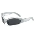 Occhiali da sole futuristici Y2K argento per hip-hop e street style trendy di moda - Montatura Argento Lenti Nero-Grigio (6619)
