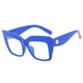 Monture de lunettes tendance œil de chat bleue carrée avec des rivets dorés chic - Cadre bleu