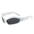 Occhiali da sole sportivi futuristici con montatura bianca e lenti scure ovali - Montatura Bianca Lenti Nero-Grigio (6619)
