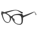 Modische schwarze Cat-Eye-Brille mit Blaulichtfilter-Rahmen für modernen Alltags-Look - Glänzender schwarzer Rahmen