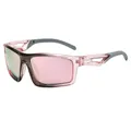 Gafas de sol deportivas de ciclismo con montura rosa transparente y lentes de espejo rosas - Marco Rosa Gris Espejo Rosa