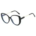 Fashionable oversized black frame sunglasses with gold metal temples for UV protection - Black Frame